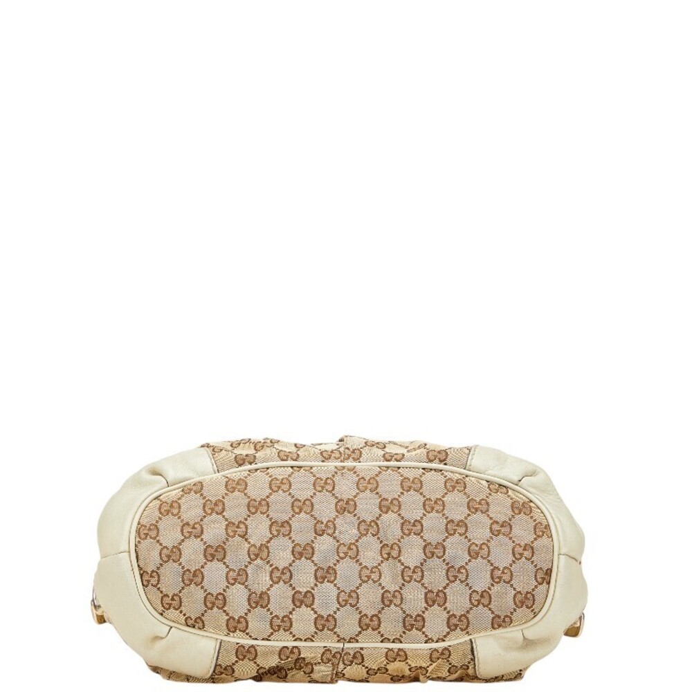 Gucci Beige White Shoulder Handbag Canvas Leather Bag Sukey Tan GG - Picture 3 of 9